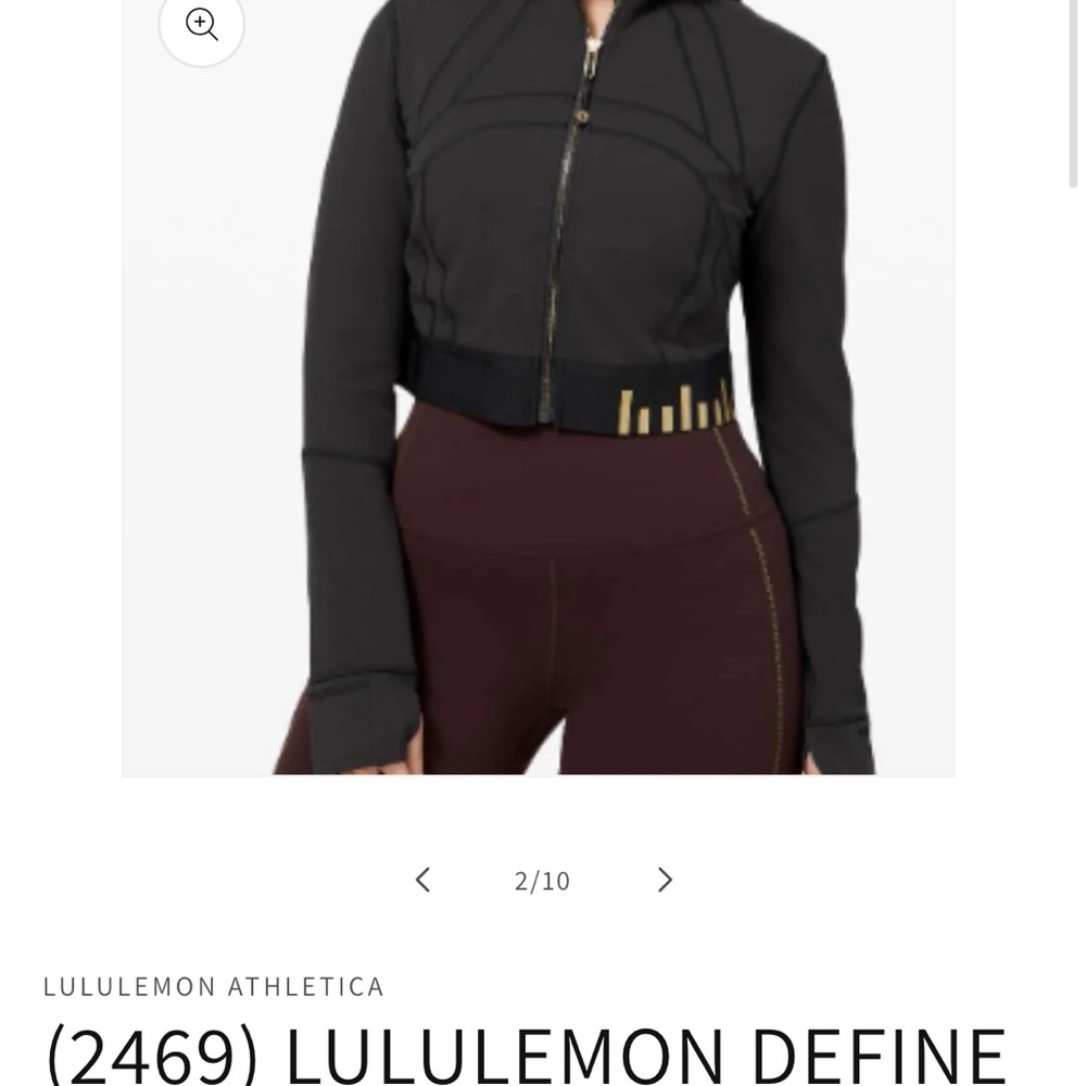 Lululemon Black Define Jacket with Gold special edition